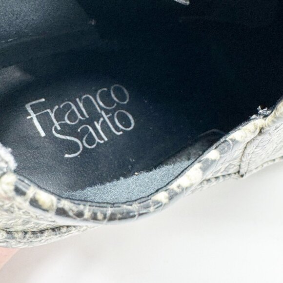 Franco Sarto Womens Cream Black Reptile Faux Leather Zip Heel Bootie Size 8 - Picture 5 of 10